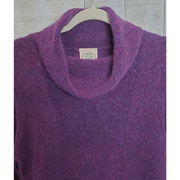 Vtg Laura Ashley Sz Large Pullover Wool Fuzzy Soft Purple Cowl Neck Sweater - Picture 3 of 7